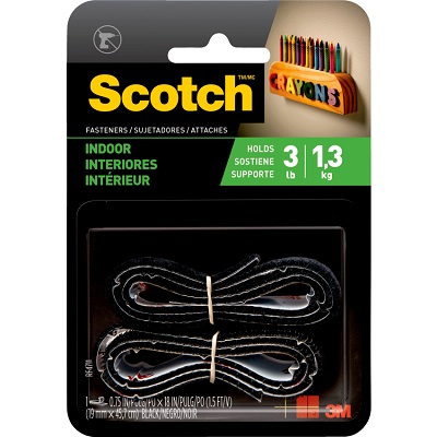 Fasteners-Indoor, Scotch Hoop And Loop 3/4" X 18", Black