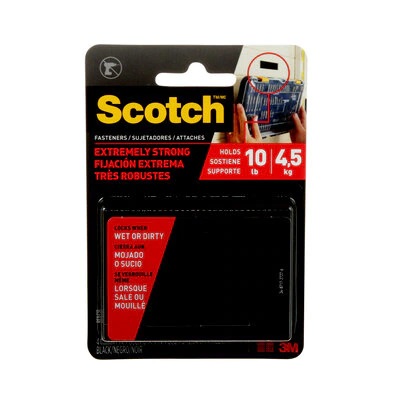 Fasteners-Extreme Scotch Hook & Loop 1"X3", Black 2/Pack