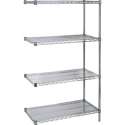 Shelf-Wire Add-On Kit, 4 Tier 60"W X 63"H X 24"D Chromate