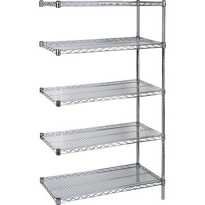Shelf-Wire Add-On Kit, 5 Tier 36"W X 74"H X 24"D Chromate