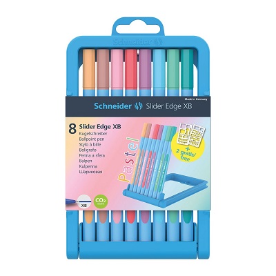 Pen-Stick, Schneider Edge W/ Case Stand, Pastel 8-Assorted