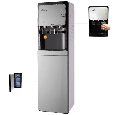 Water Dispenser-Tri-Temperature Bottom Load, Grey/Black