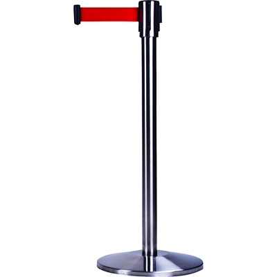 Barrier-Crowd Control No Wheels, Stainless/ Red