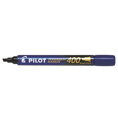 Marker-Permanent, Pilot 400, Chisel Tip, Blue,12/pk
