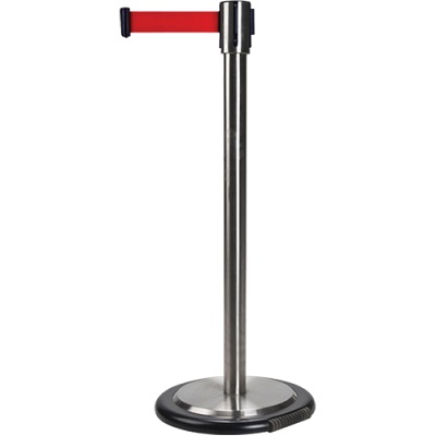Barrier-Crowd Control With Wheels, Stainless/ Red Tape