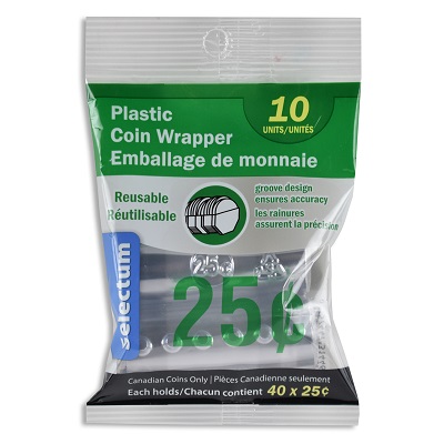 Coin Wrappers-Selectum Plastic, $0.25 10/Pack