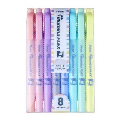 Highlighter-Illumina Flex, Dual Tip, Assorted 8/Pack