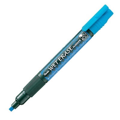 Marker-Wet Erase Chalk, Chisel, Blue,12/pk