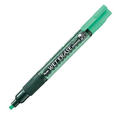 Marker-Wet Erase Chalk, Chisel, Green,12/pk