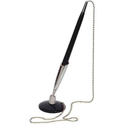Pen-Security With 24" Metal Chain, Round Base