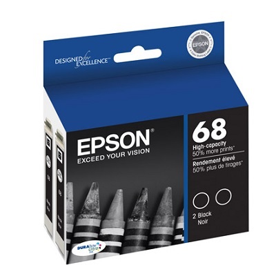 Inkjet Cartridge-Epson #68 Black High Yield Twin Pack