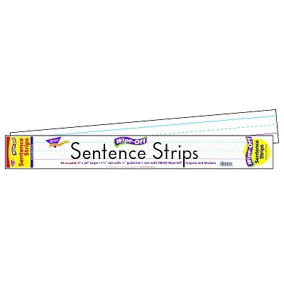 Sentence Strips-Wipe-Off, White, 3" X 24"