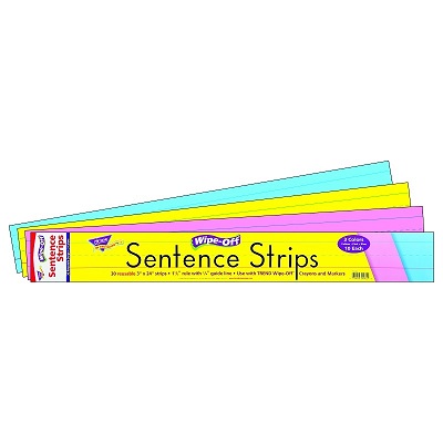 Sentence Strips-Wipe-Off, Tricolour, 3" X 24"