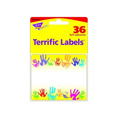 Name Tags-Self-Adhesive 3X2.5, Rainbow Handprints