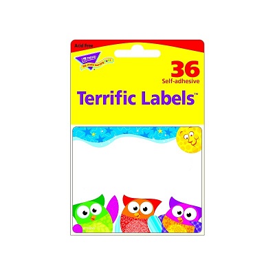 Name Tags-Self-Adhesive 3X2.5, Owl-Stars!