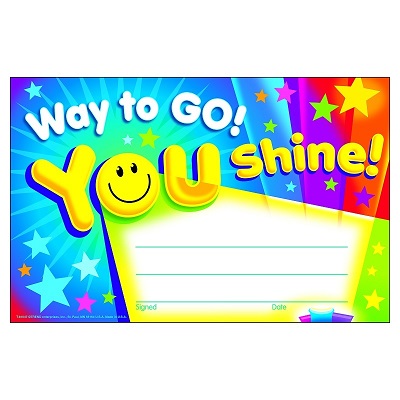 Recognition Award-Way To Go! You Shine!