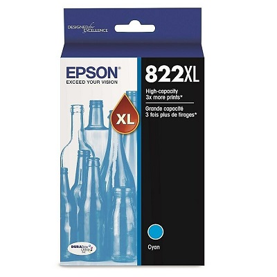 Inkjet Cartridge-Epson #822 High Yield, Cyan
