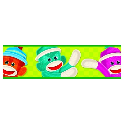 Border-Bolder Borders, Sock Monkeys, 2.75" X 35.75'