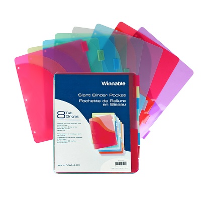 Binder Pocket-8-Tab Slant Assorted Colours