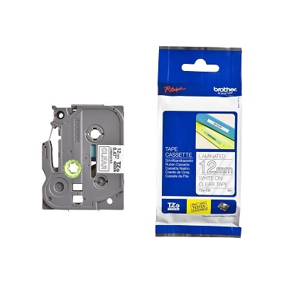 Tape-P-Touch Tz Laminated, 12Mm White On Clear