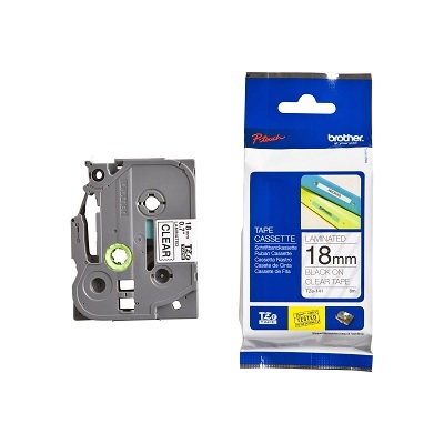 Tape-P-Touch Tz Laminated, 18Mm Black On Clear