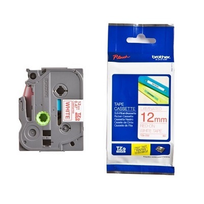 Tape-P-Touch Tz Laminated, 12Mm Red On White