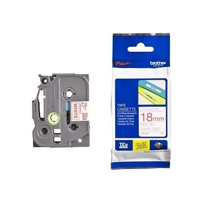 Tape-P-Touch Tz Laminated, 18Mm Red On White