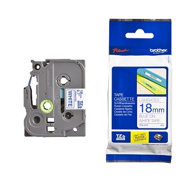 Tape-P-Touch Tz Laminated, 18Mm Blue On White