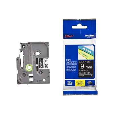 Tape-P-Touch Tz Laminated, 9Mm White On Black