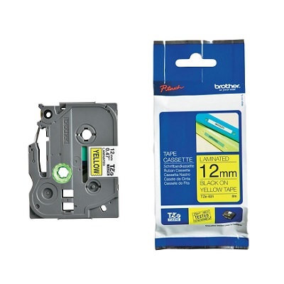 Tape-P-Touch Tz Laminated, 12Mm Black On Yellow