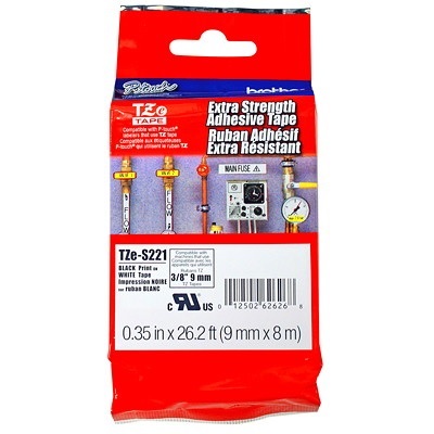 Tape-P-Touch Tz Industrial, 9Mm Black On White