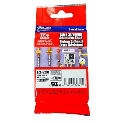 Tape-P-Touch Tz Industrial, 12Mm Black On White