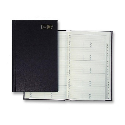 Address Book-8X5 104 Page Black Leather-Like